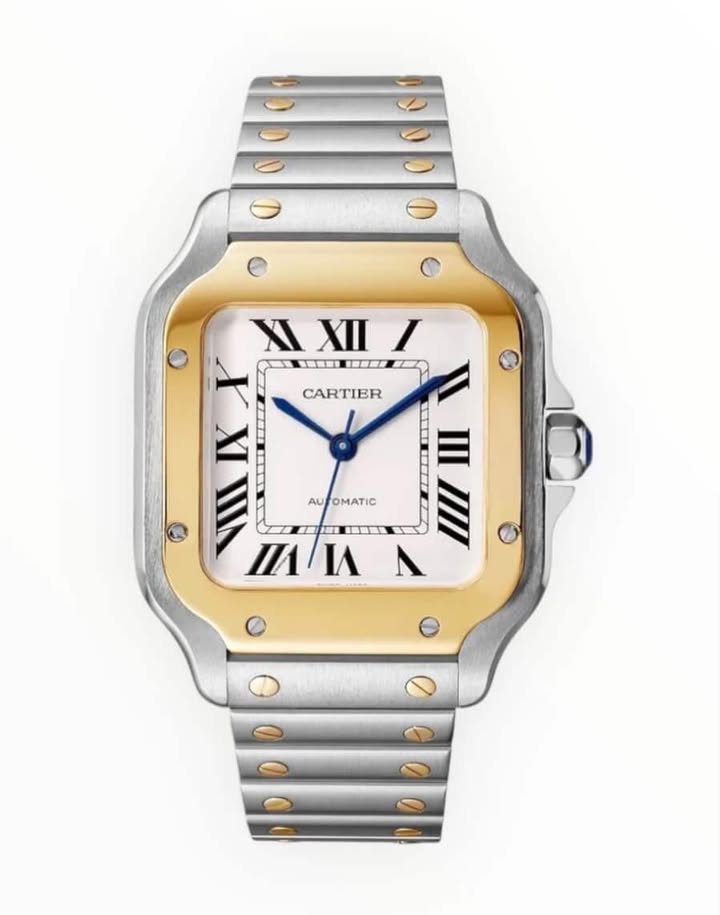 Cartier Santos 35 mm Two Tone Yellow Gold White Dial