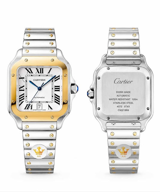 Cartier Santos 40mm Two Tone Yellow Gold White Dial