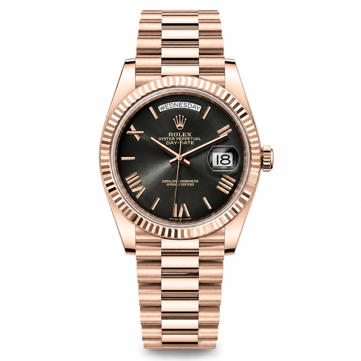Rolex Day date Rose gold black Dial